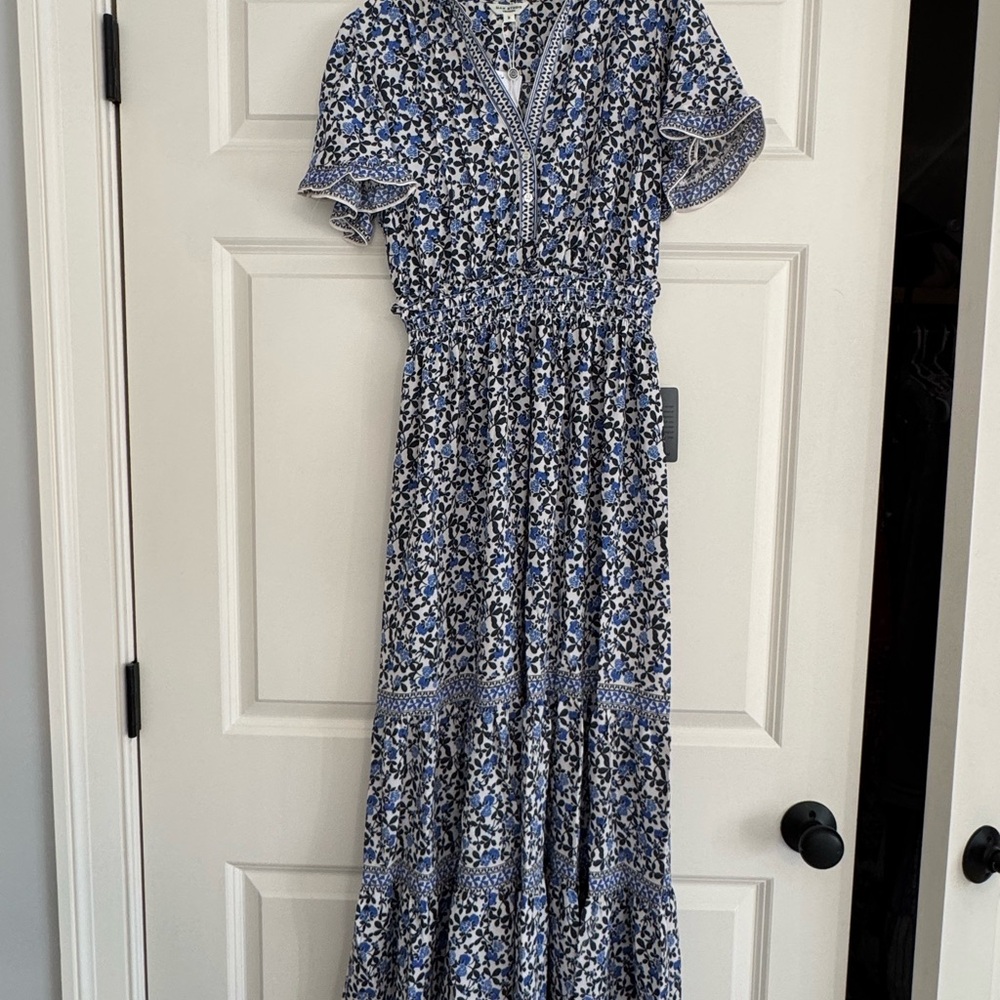 Max Studio Blue Floral Maxi Dress S
